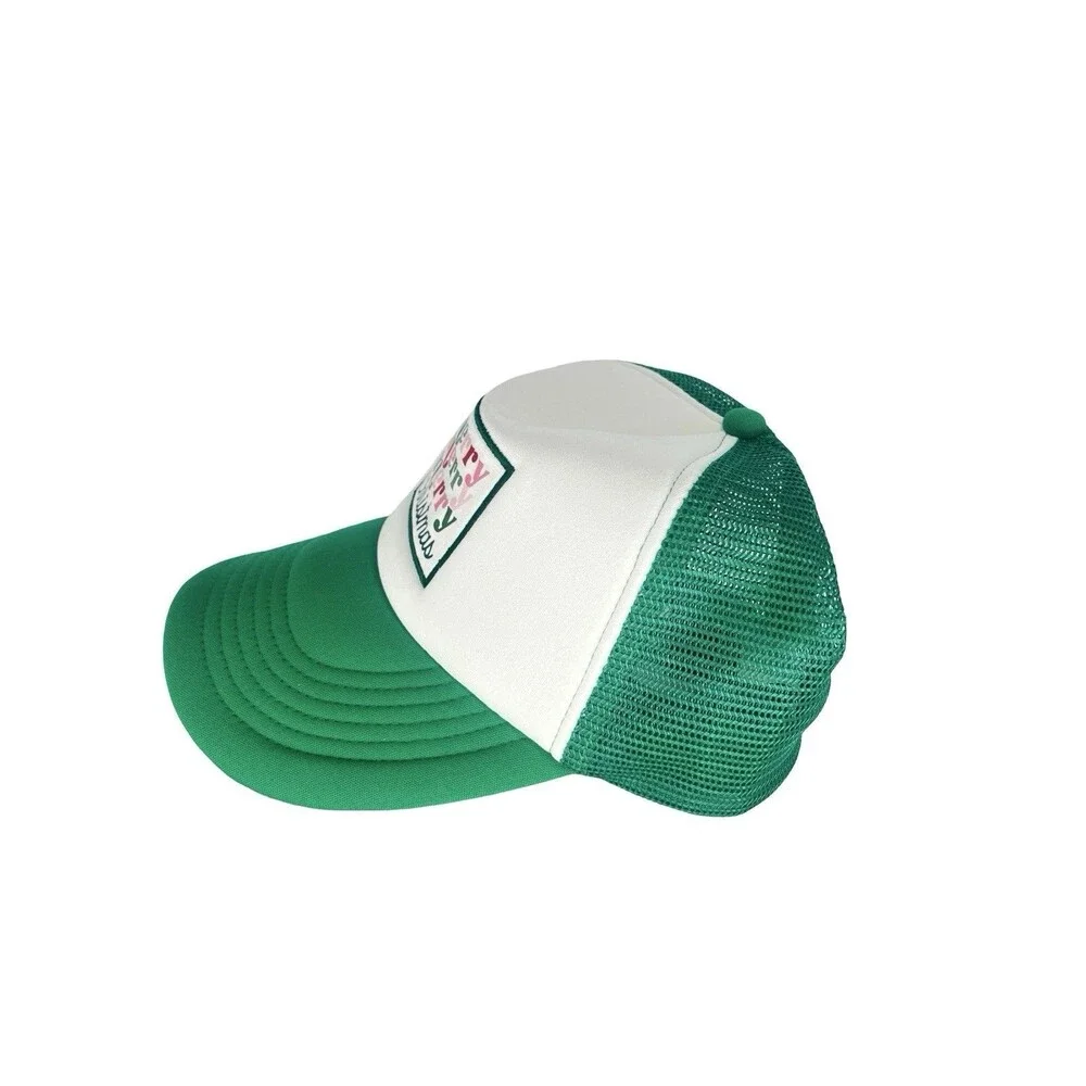 Merry Christmas Trucker Hat Green White Mesh Snapback Holiday Retro Cap